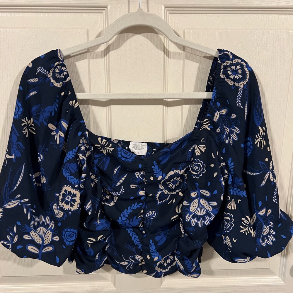 Floral Blue Women's Top
